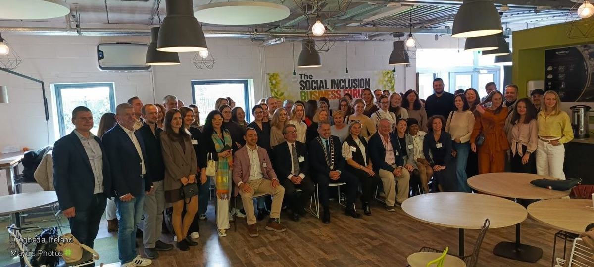 Participants of the business forum in Drogheda standing together for a group photo